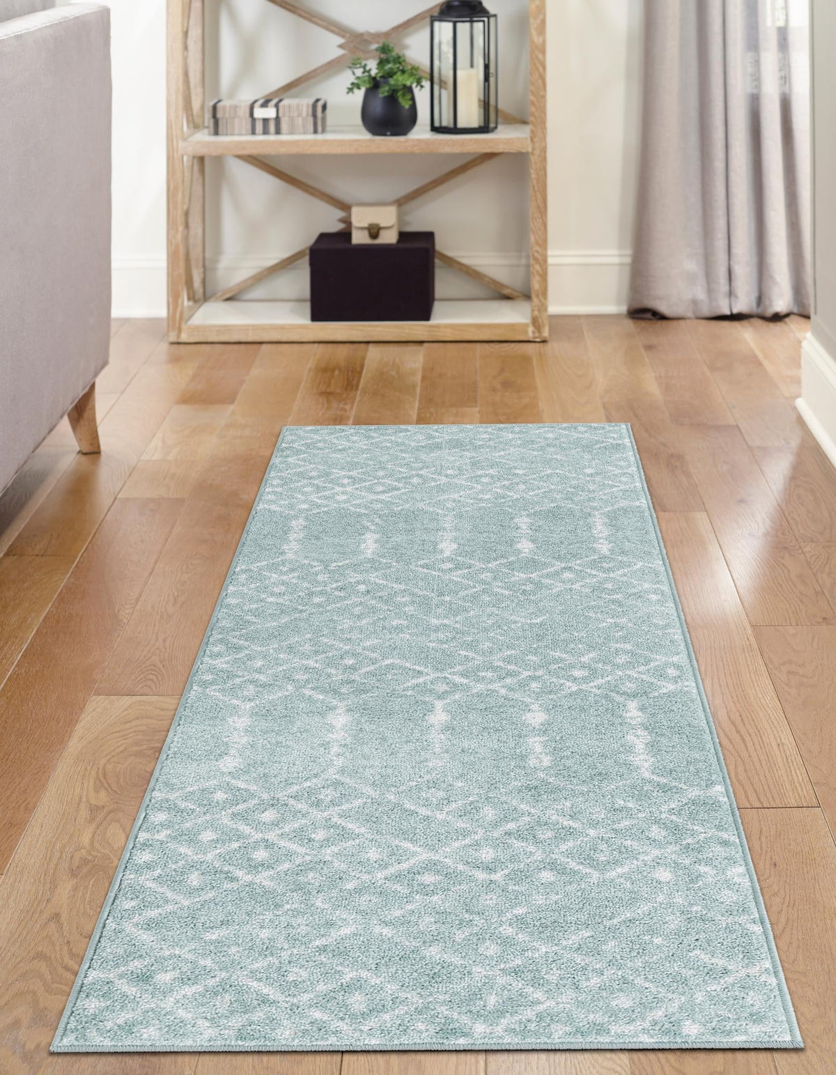 Marrakesh Lattice Collection Area Rug - Casablanca (Aqua) Runner Aqua  lifestyle 53