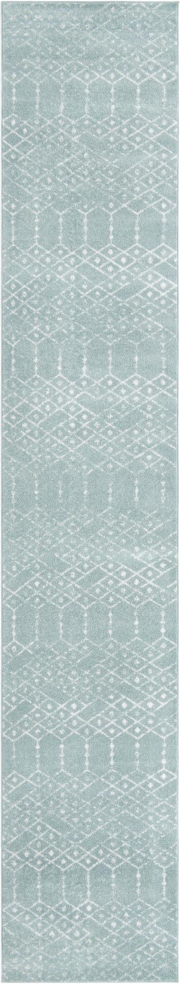 Marrakesh Lattice Collection Area Rug - Casablanca (Aqua) Runner Aqua Blue  lifestyle 53