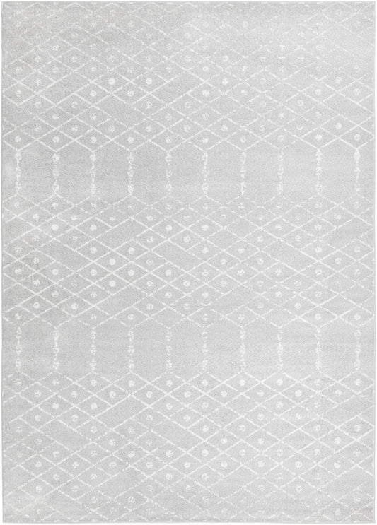 Marrakesh Lattice Collection Area Rug - Casablanca (Light Gray) Rectangle Light Gray Main