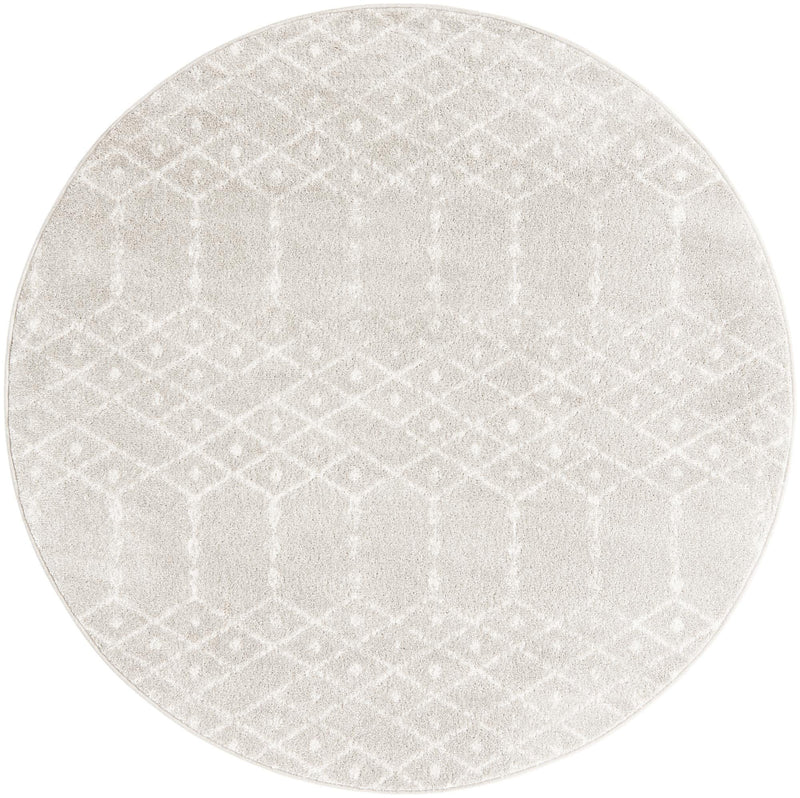 Marrakesh Lattice Collection Area Rug - Casablanca (Light Gray) Round Light Gray  lifestyle 27