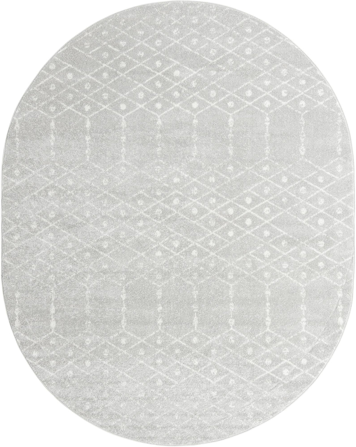 Marrakesh Lattice Collection Area Rug - Casablanca (Light Gray) Oval Light Gray  lifestyle 24
