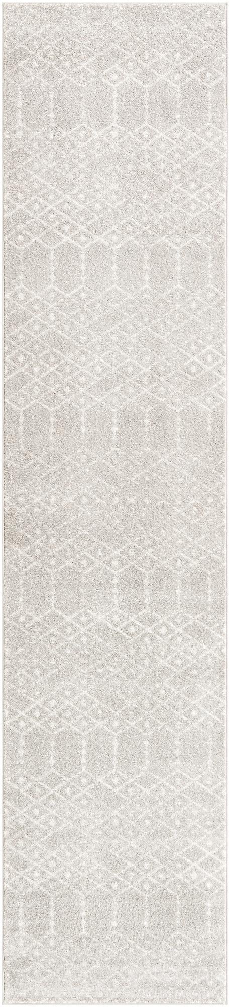 Marrakesh Lattice Collection Area Rug - Casablanca (Light Gray) Runner Light Gray  lifestyle 56