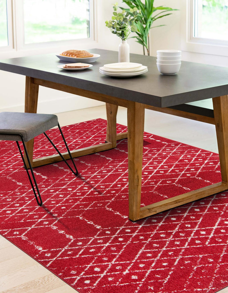 Marrakesh Lattice Collection Area Rug - Casablanca (Raspberry Pink) Rectangle Raspberry Pink  lifestyle 3