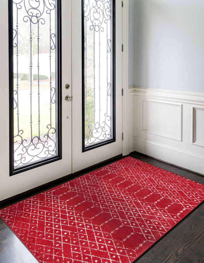 Marrakesh Lattice Collection Area Rug - Casablanca (Raspberry Pink) Rectangle Raspberry Pink  lifestyle 4