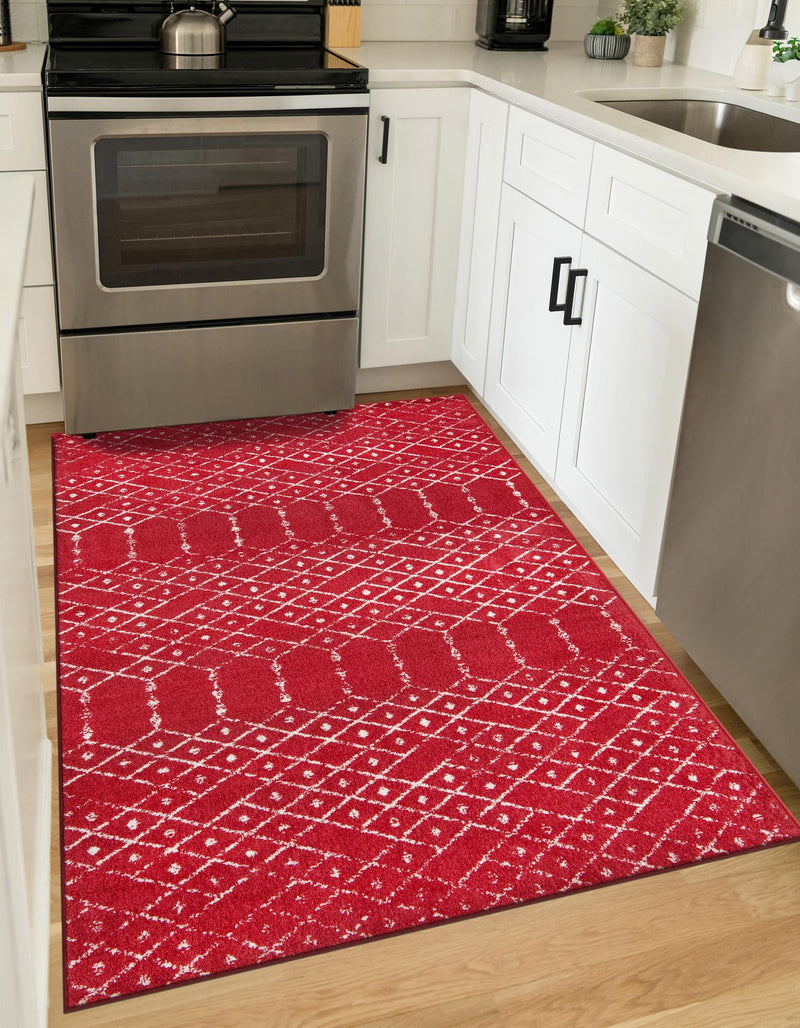Marrakesh Lattice Collection Area Rug - Casablanca (Raspberry Pink) Rectangle Raspberry Pink  lifestyle 5