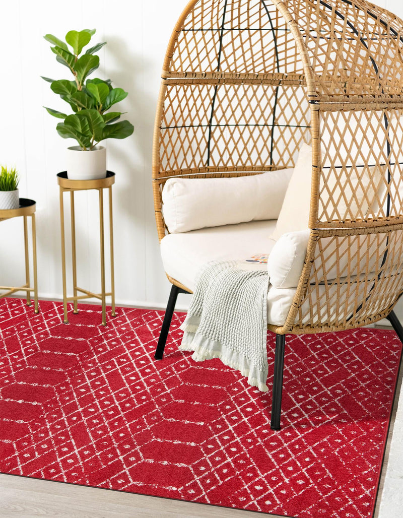 Marrakesh Lattice Collection Area Rug - Casablanca (Raspberry Pink) Rectangle Raspberry Pink  lifestyle 10