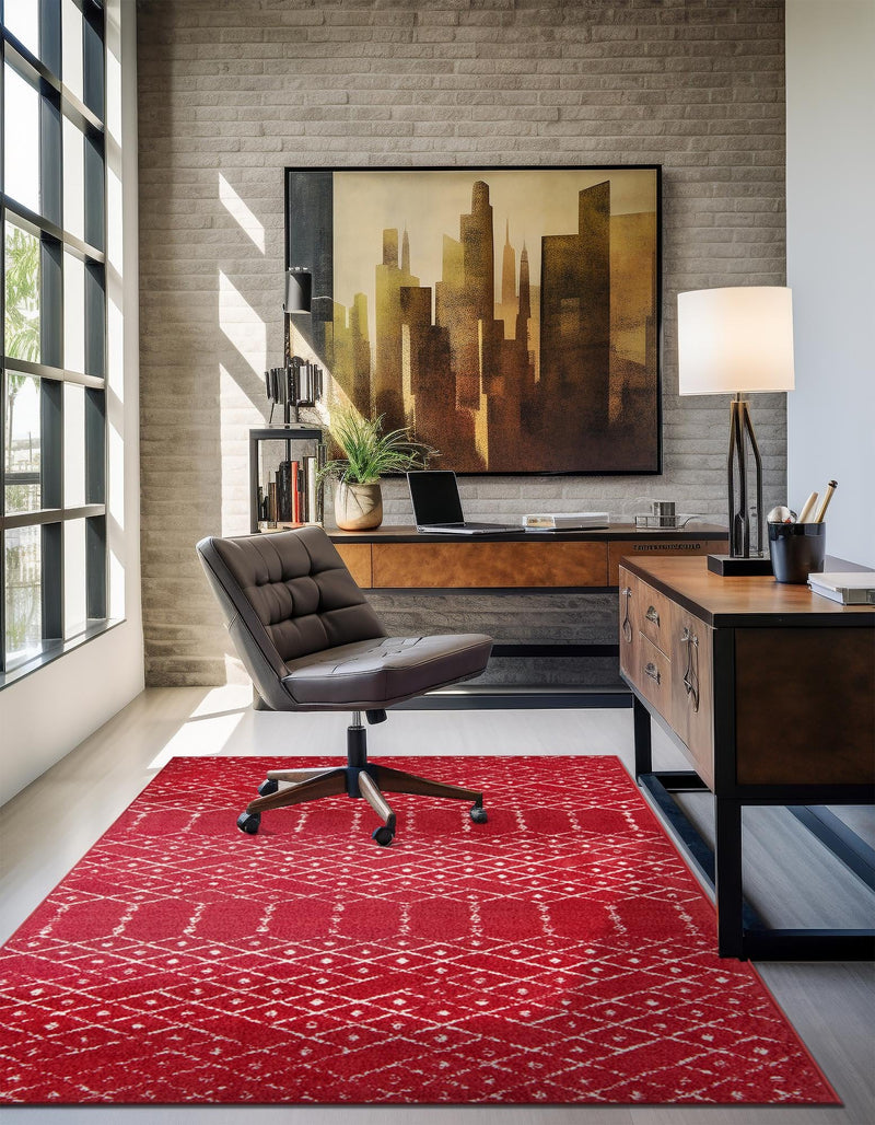 Marrakesh Lattice Collection Area Rug - Casablanca (Raspberry Pink) Rectangle Raspberry Pink  lifestyle 11