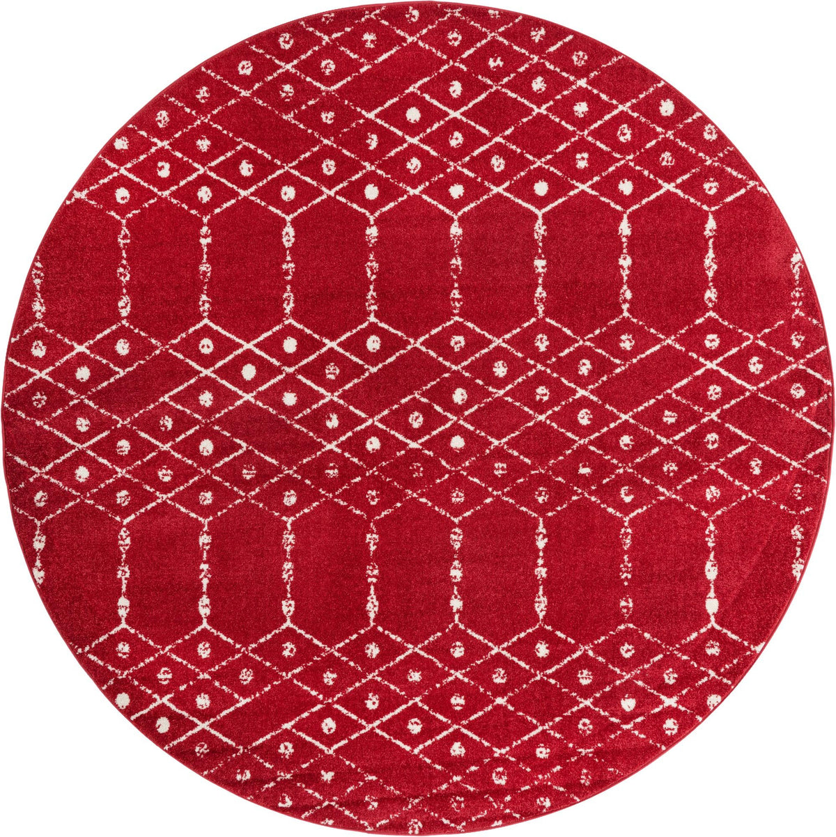 Marrakesh Lattice Collection Area Rug - Casablanca (Raspberry Pink) Round Raspberry Pink  lifestyle 22