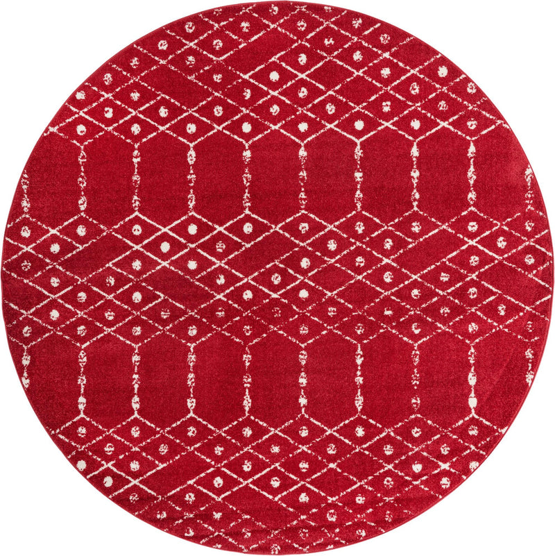 Marrakesh Lattice Collection Area Rug - Casablanca (Raspberry Pink) Round Raspberry Pink  lifestyle 22