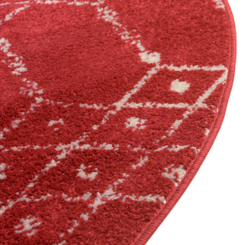 Marrakesh Lattice Collection Area Rug - Casablanca (Raspberry Pink) Round Raspberry Pink  lifestyle 63