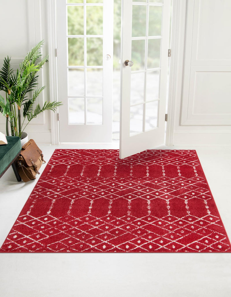 Marrakesh Lattice Collection Area Rug - Casablanca (Raspberry Pink) Square Raspberry Pink  lifestyle 28