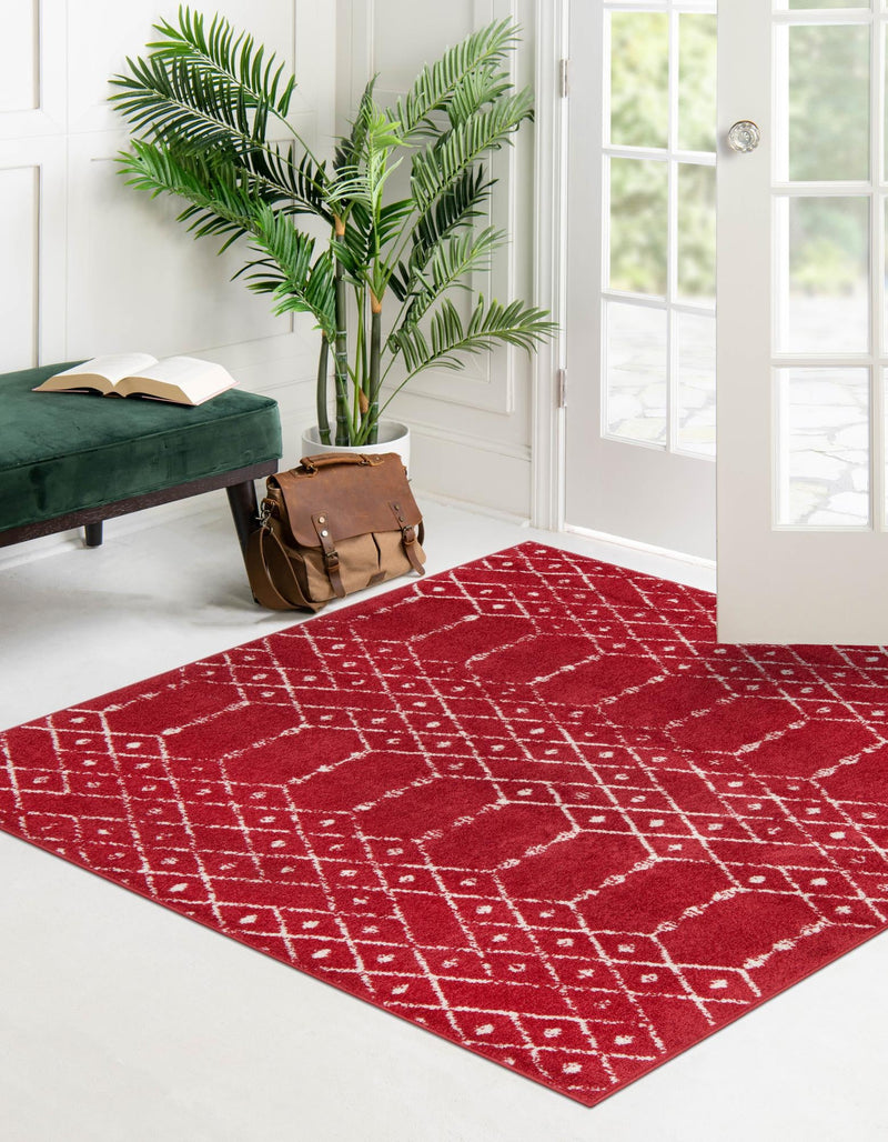 Marrakesh Lattice Collection Area Rug - Casablanca (Raspberry Pink) Square Raspberry Pink  lifestyle 33