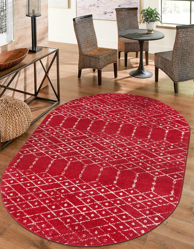 Marrakesh Lattice Collection Area Rug - Casablanca (Raspberry Pink) Oval Raspberry Pink  lifestyle 29