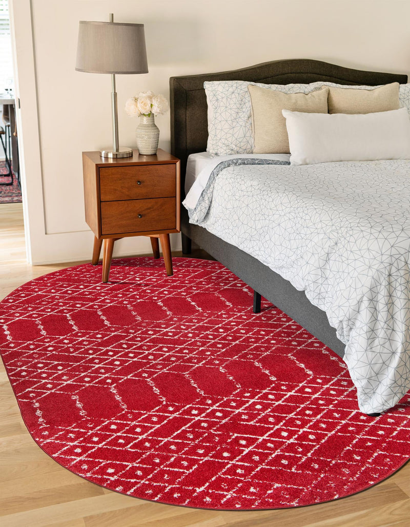 Marrakesh Lattice Collection Area Rug - Casablanca (Raspberry Pink) Oval Raspberry Pink  lifestyle 34