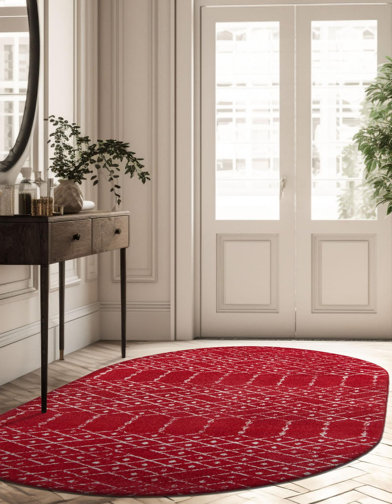 Marrakesh Lattice Collection Area Rug - Casablanca (Raspberry Pink) Oval Raspberry Pink  lifestyle 37