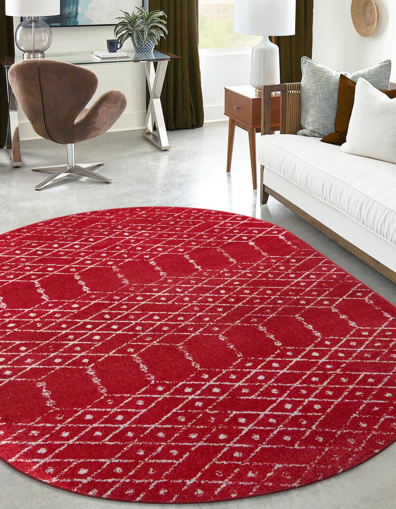 Marrakesh Lattice Collection Area Rug - Casablanca (Raspberry Pink) Oval Raspberry Pink  lifestyle 43
