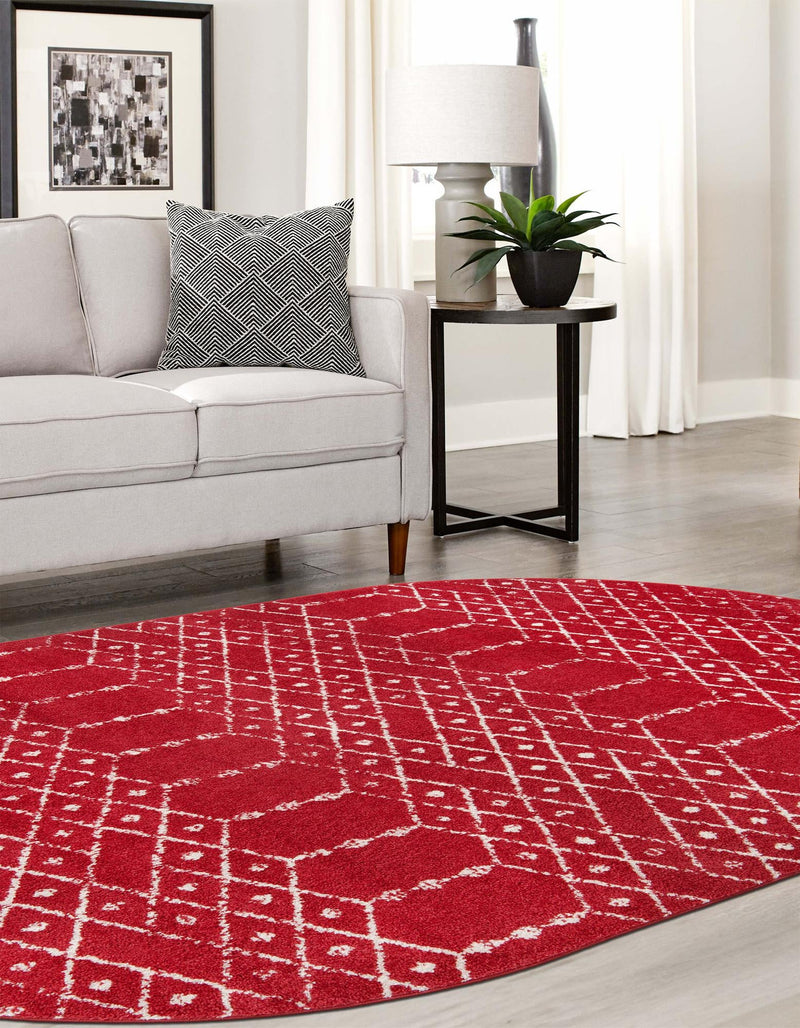 Marrakesh Lattice Collection Area Rug - Casablanca (Raspberry Pink) Oval Raspberry Pink  lifestyle 49