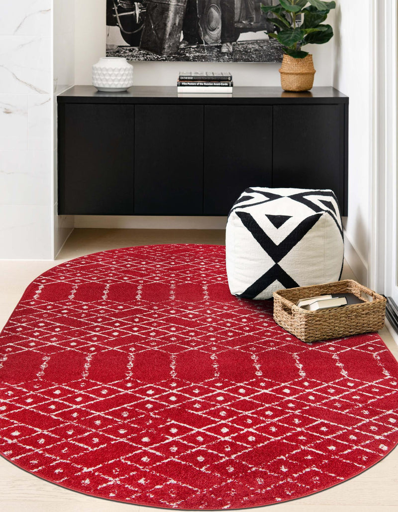 Marrakesh Lattice Collection Area Rug - Casablanca (Raspberry Pink) Oval Raspberry Pink  lifestyle 51