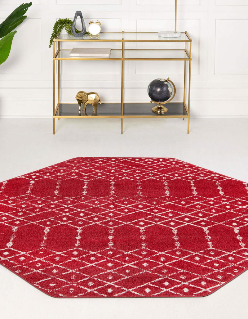 Marrakesh Lattice Collection Area Rug - Casablanca (Raspberry Pink) Octagon Raspberry Pink  lifestyle 30