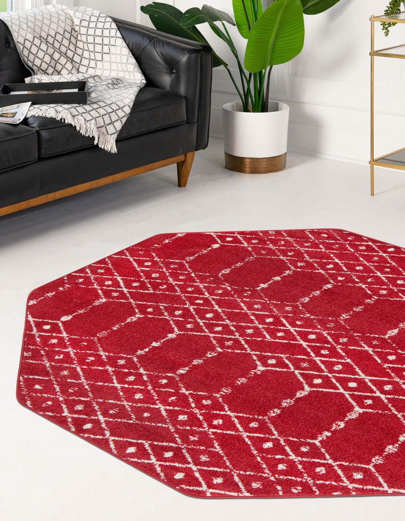 Marrakesh Lattice Collection Area Rug - Casablanca (Raspberry Pink) Octagon Raspberry Pink  lifestyle 35
