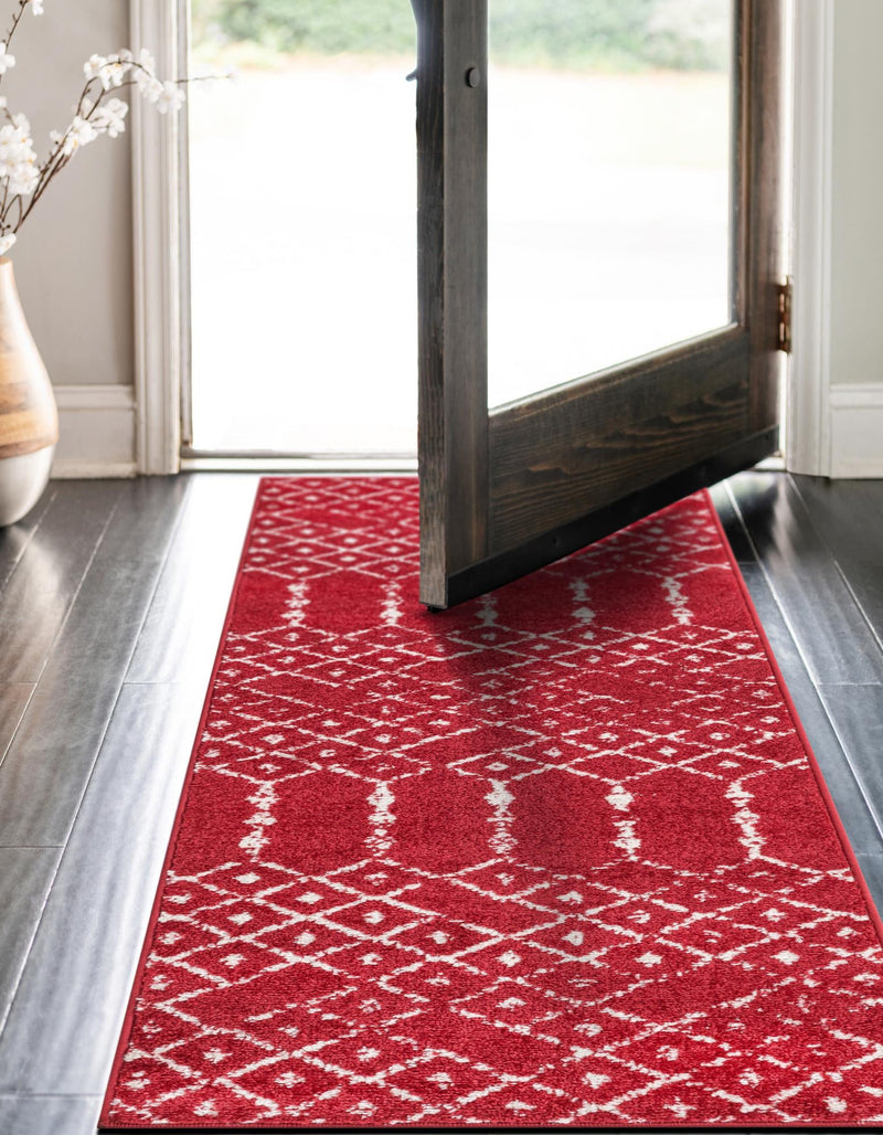 Marrakesh Lattice Collection Area Rug - Casablanca (Raspberry Pink) Runner Raspberry Pink  lifestyle 36