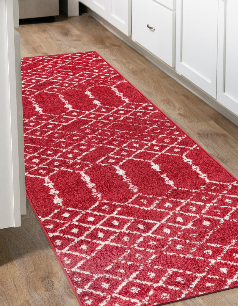 Marrakesh Lattice Collection Area Rug - Casablanca (Raspberry Pink) Runner Raspberry Pink  lifestyle 38