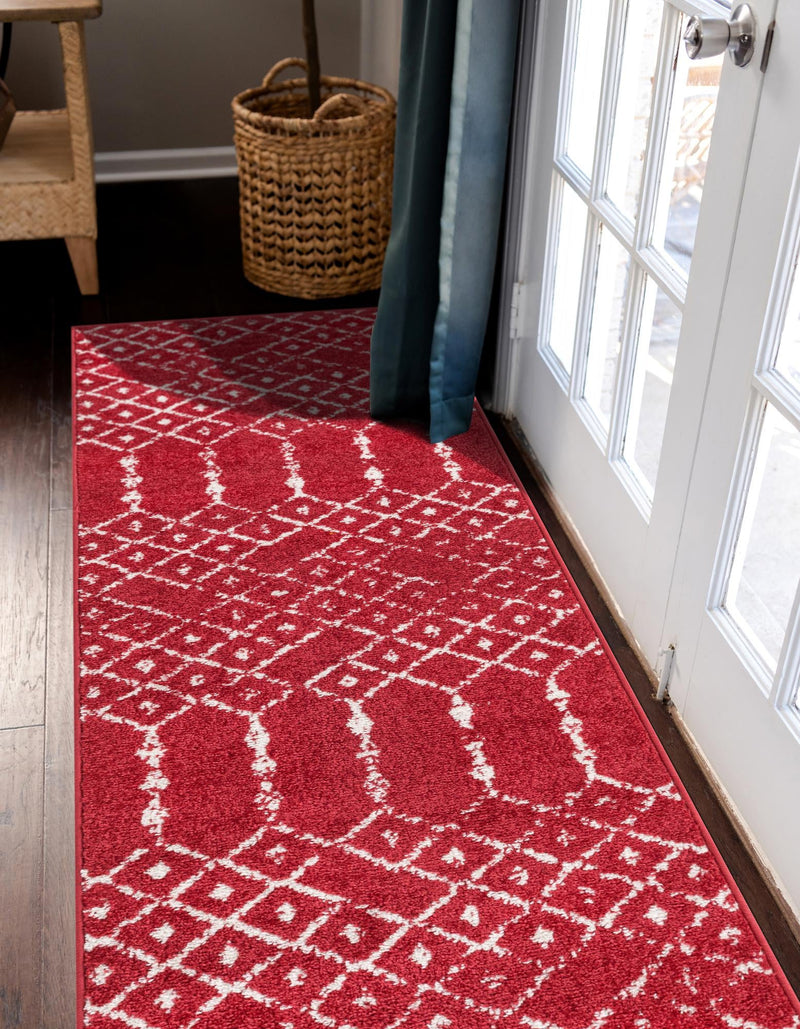 Marrakesh Lattice Collection Area Rug - Casablanca (Raspberry Pink) Runner Raspberry Pink  lifestyle 40