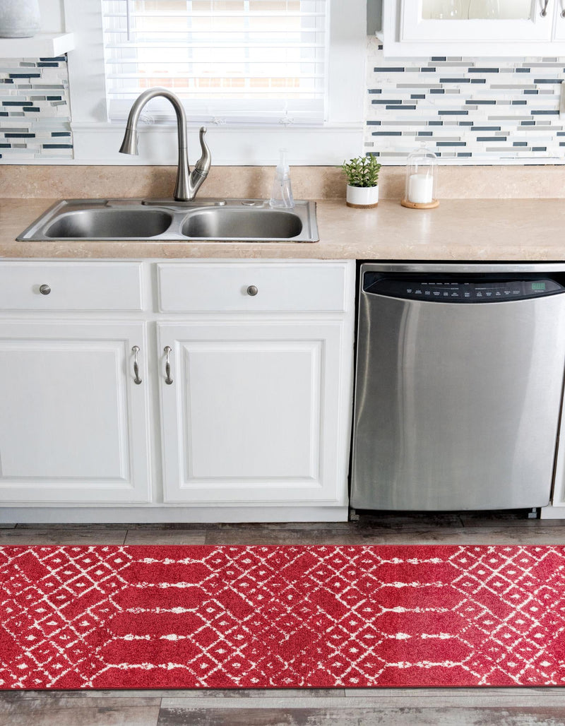 Marrakesh Lattice Collection Area Rug - Casablanca (Raspberry Pink) Runner Raspberry Pink  lifestyle 42