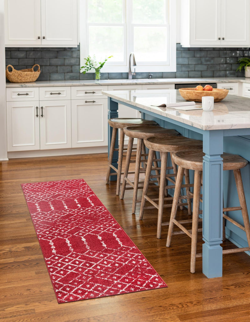 Marrakesh Lattice Collection Area Rug - Casablanca (Raspberry Pink) Runner Raspberry Pink  lifestyle 44