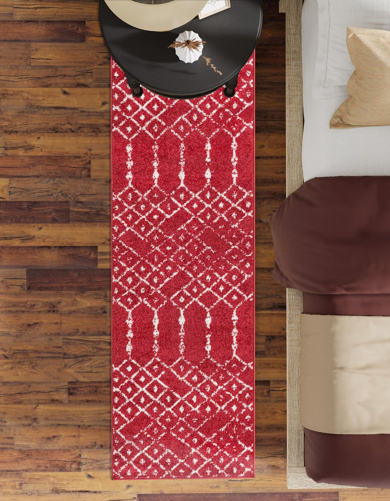 Marrakesh Lattice Collection Area Rug - Casablanca (Raspberry Pink) Runner Raspberry Pink  lifestyle 50