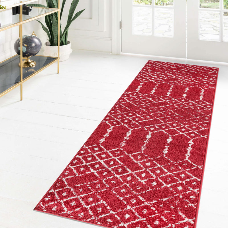 Marrakesh Lattice Collection Area Rug - Casablanca (Raspberry Pink) Runner Raspberry Pink  lifestyle 106
