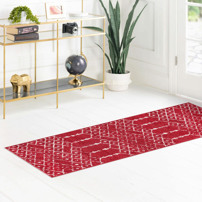 Marrakesh Lattice Collection Area Rug - Casablanca (Raspberry Pink) Runner Raspberry Pink  lifestyle 110
