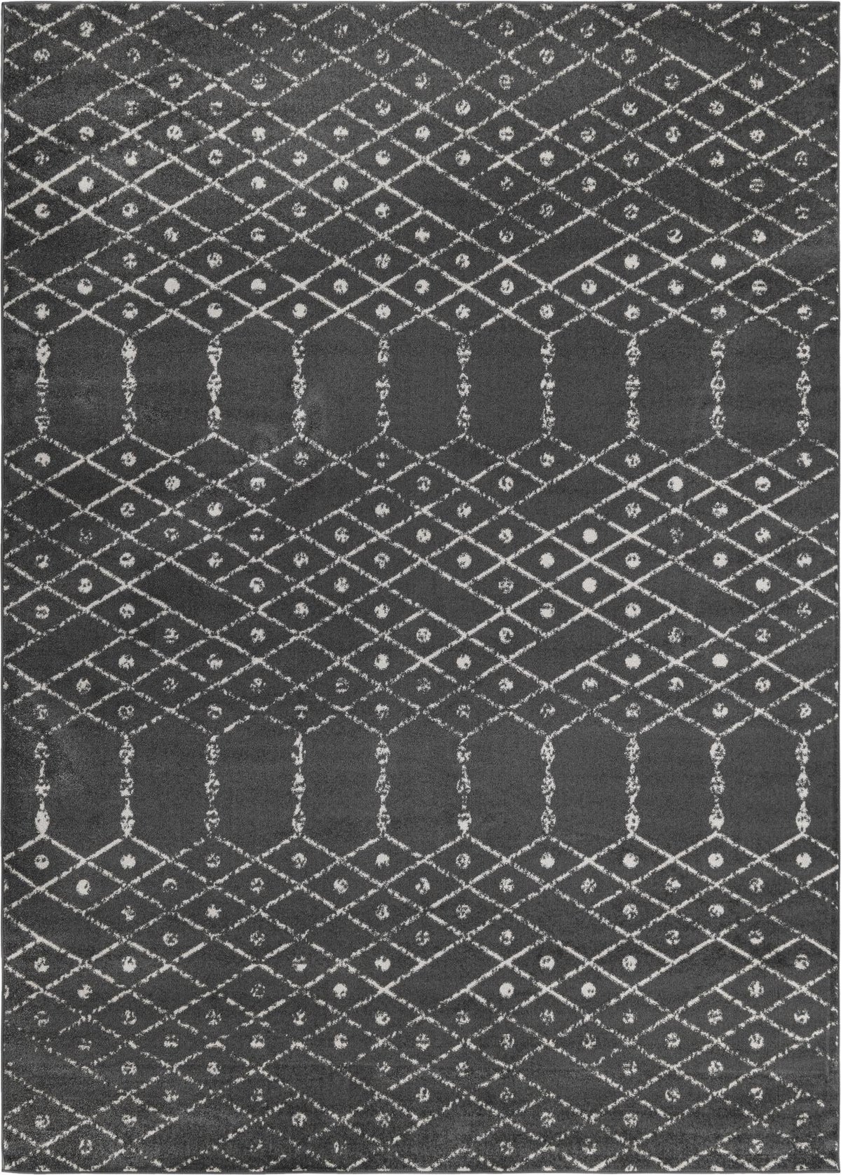 Marrakesh Lattice Collection Area Rug - Casablanca (Charcoal Gray) Rectangle Charcoal Gray Main