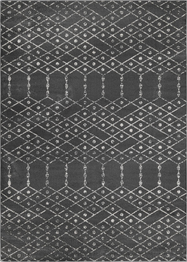 Marrakesh Lattice Collection Area Rug - Casablanca (Charcoal Gray) Rectangle Charcoal Gray Main