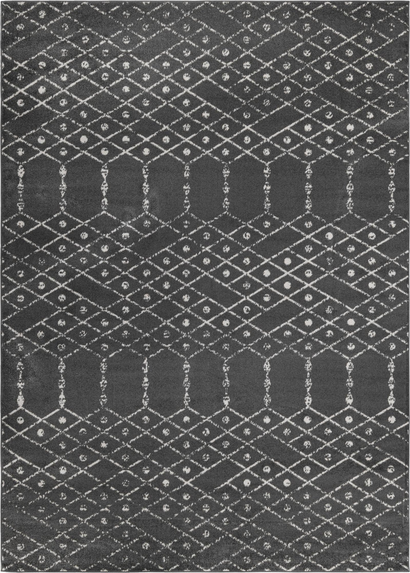 Marrakesh Lattice Collection Area Rug - Casablanca (Charcoal Gray) Rectangle Charcoal Gray Main
