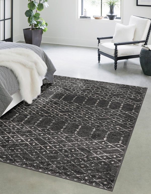 Marrakesh Lattice Collection Area Rug - Casablanca (Charcoal Gray) Rectangle Charcoal Gray  lifestyle 2