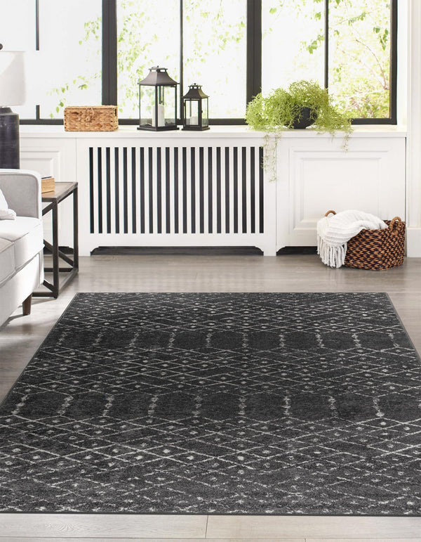 Marrakesh Lattice Collection Area Rug - Casablanca (Charcoal Gray) Rectangle Charcoal Gray  lifestyle 4