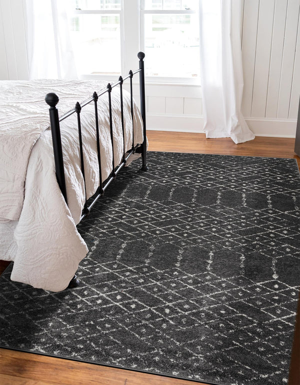 Marrakesh Lattice Collection Area Rug - Casablanca (Charcoal Gray) Rectangle Charcoal Gray  lifestyle 7