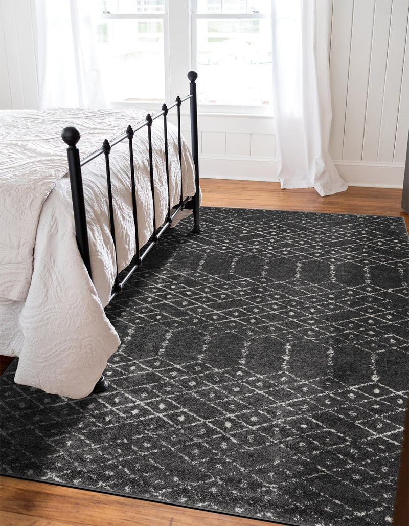Marrakesh Lattice Collection Area Rug - Casablanca (Charcoal Gray) Rectangle Charcoal Gray  lifestyle 7