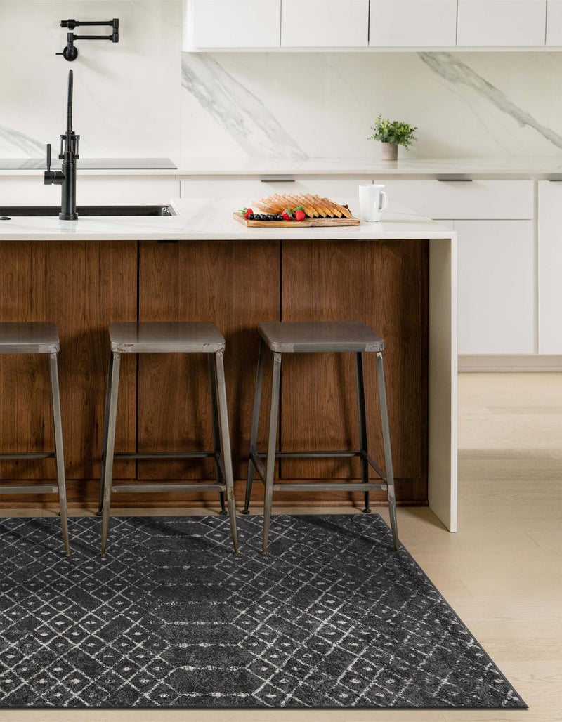 Marrakesh Lattice Collection Area Rug - Casablanca (Charcoal Gray) Rectangle Charcoal Gray  lifestyle 10