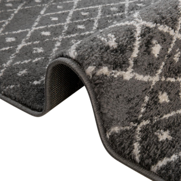 Marrakesh Lattice Collection Area Rug - Casablanca (Charcoal Gray) Rectangle Charcoal Gray  lifestyle 17