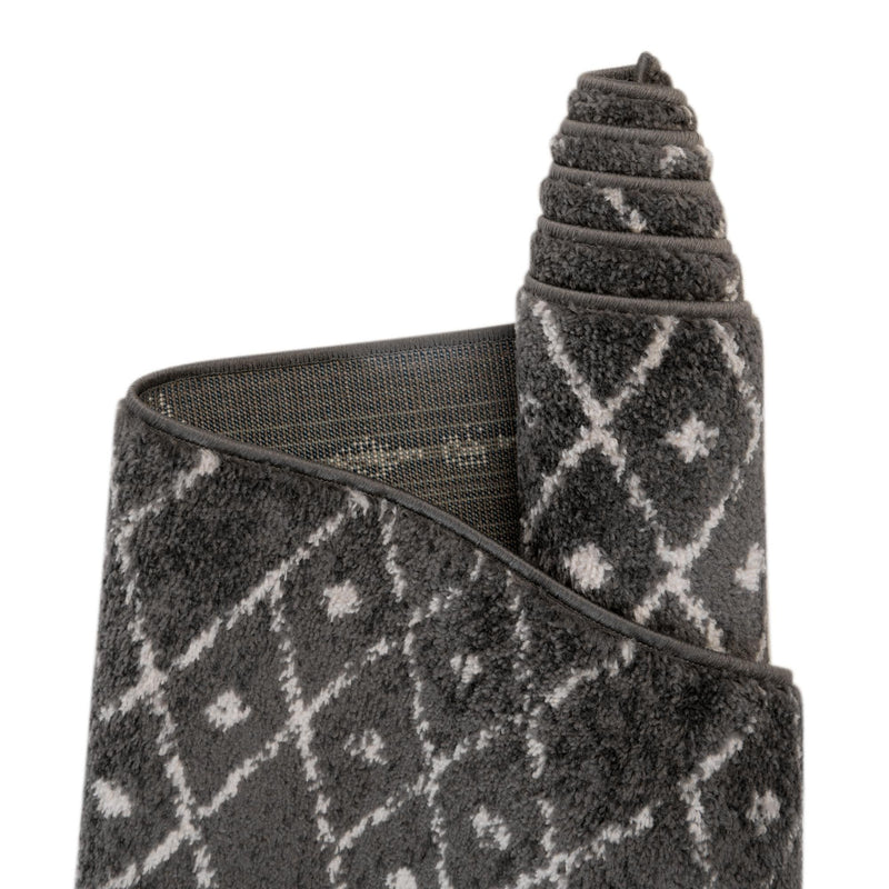 Marrakesh Lattice Collection Area Rug - Casablanca (Charcoal Gray) Rectangle Charcoal Gray  lifestyle 18