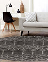 Marrakesh Lattice Collection Area Rug - Casablanca (Charcoal Gray) Round Charcoal Gray  lifestyle 34