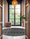 Marrakesh Lattice Collection Area Rug - Casablanca (Charcoal Gray) Round Charcoal Gray  lifestyle 53