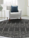 Marrakesh Lattice Collection Area Rug - Casablanca (Charcoal Gray) Round Charcoal Gray  lifestyle 59