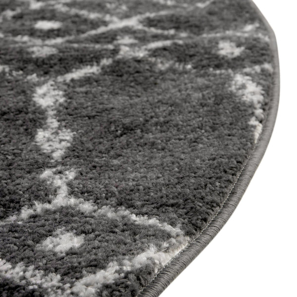 Marrakesh Lattice Collection Area Rug - Casablanca (Charcoal Gray) Round Charcoal Gray  lifestyle 65