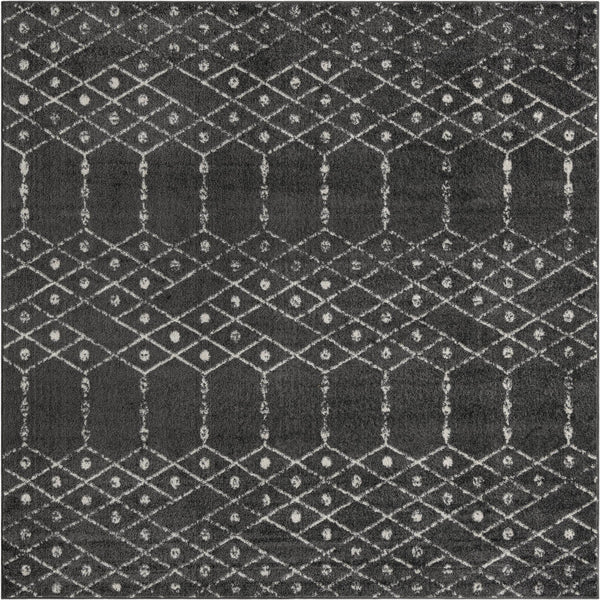 Marrakesh Lattice Collection Area Rug - Casablanca (Charcoal Gray) Square Charcoal Gray  lifestyle 25