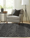 Marrakesh Lattice Collection Area Rug - Casablanca (Charcoal Gray) Oval Charcoal Gray  lifestyle 36