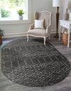 Marrakesh Lattice Collection Area Rug - Casablanca (Charcoal Gray) Oval Charcoal Gray  lifestyle 39