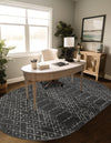 Marrakesh Lattice Collection Area Rug - Casablanca (Charcoal Gray) Oval Charcoal Gray  lifestyle 45